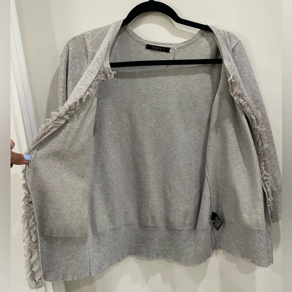 Cyrus Size S Light Gray Ruffled Cardigan - Picture 4 of 8